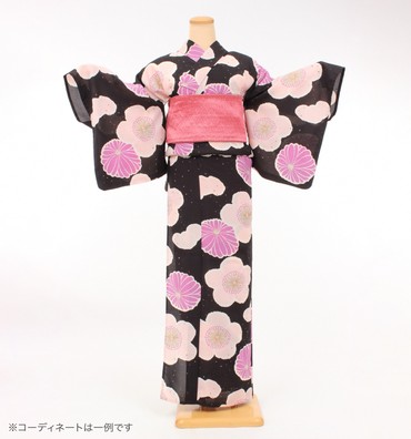 浴衣レンタル　浴衣Lサイズ　ブランド：tsumori chisato　菊梅　黒