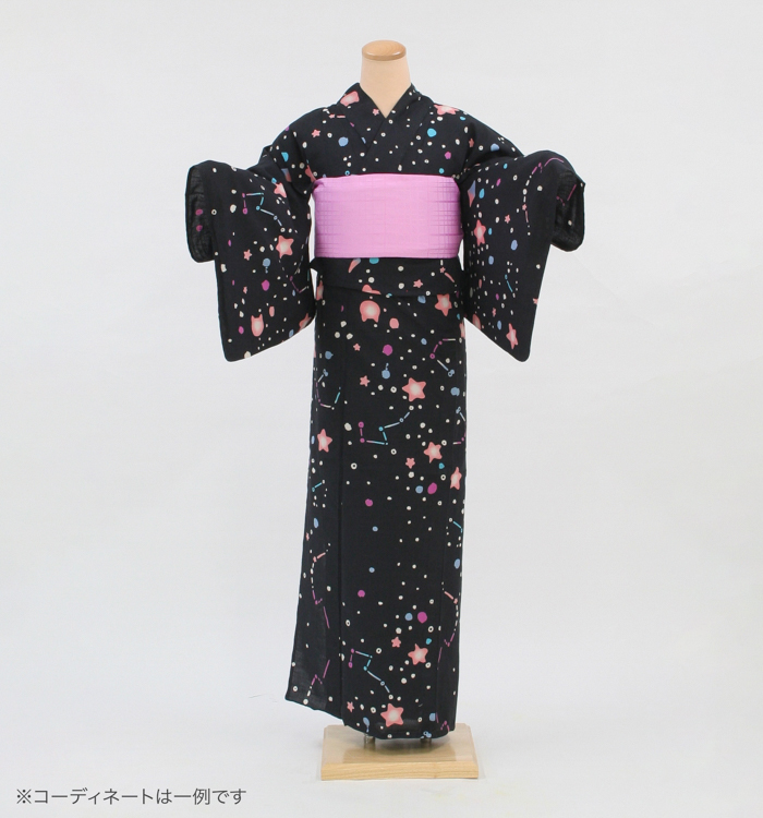浴衣レンタル　浴衣Mサイズ　ブランド：tsumori chisato　星座　黒色