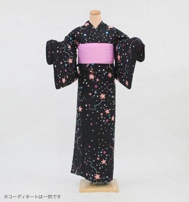 浴衣レンタル　浴衣Mサイズ　ブランド：tsumori chisato　星座　黒色