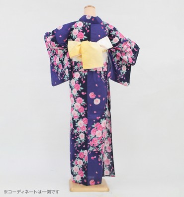 浴衣レンタル　浴衣Mサイズ　桜　紺色