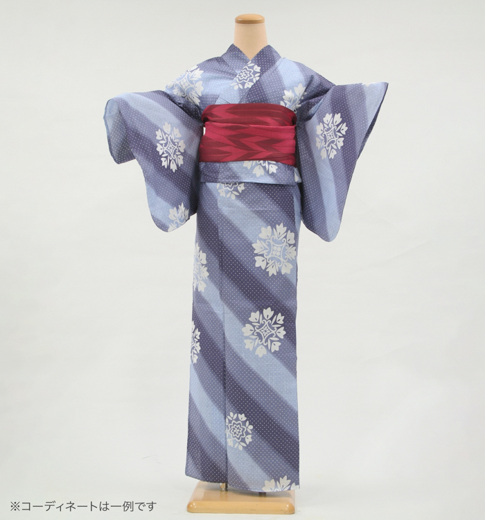 浴衣レンタル　浴衣Mサイズ　華紋　グレー色
