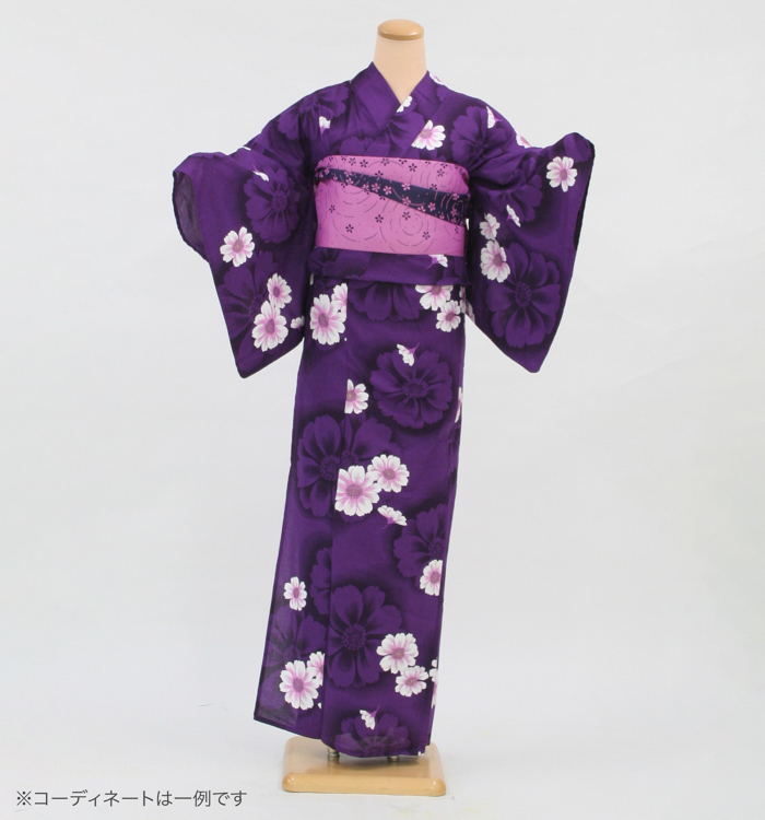 浴衣レンタル　浴衣Sサイズ　菊　紫