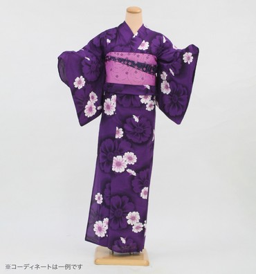 浴衣レンタル　浴衣Sサイズ　菊　紫