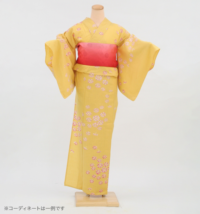 浴衣レンタル　浴衣Sサイズ　菊散らし　黄