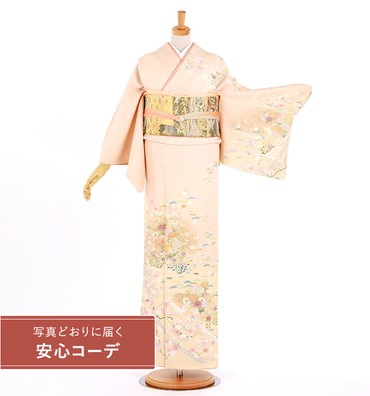 【写真どおりに届く安心コーデ】訪問着レンタル　訪問着Mサイズ　花散し　薄ピンク