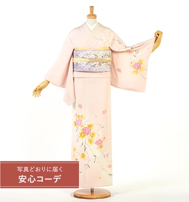 【写真どおりに届く安心コーデ】訪問着レンタル　訪問着Sサイズ　加賀友禅：柚野久美子　スイートローズ　ピンク