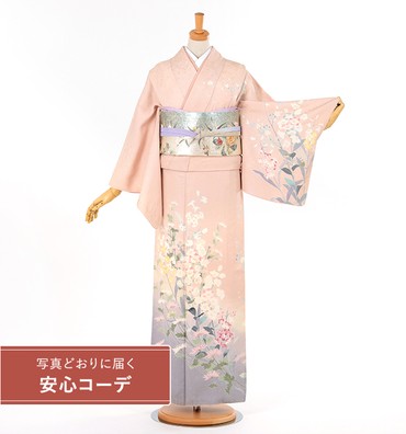 【写真どおりに届く安心コーデ】訪問着レンタル　訪問着Sサイズ　四季花円相　ピンク
