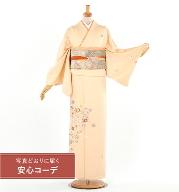 【写真どおりに届く安心コーデ】訪問着レンタル　訪問着LLサイズ　唐花　クリーム