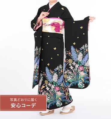 【写真どおりに届く安心コーデ】振袖レンタル　振袖Mサイズ　ブランド：tsumori chisato　ツモリチサトワールド　黒