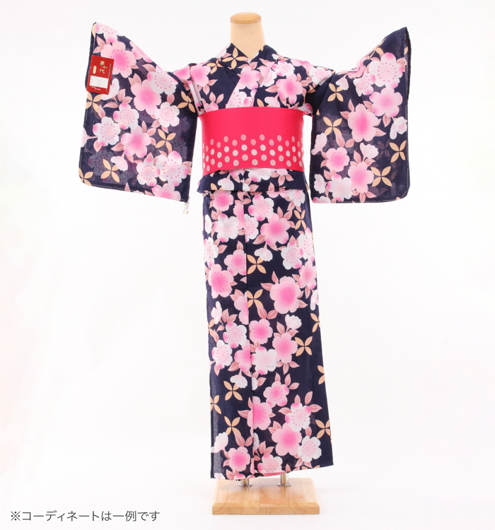 浴衣レンタル　浴衣Mサイズ　桜　紫