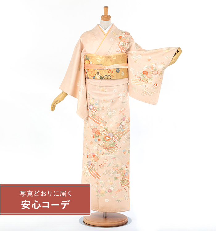 【写真どおりに届く安心コーデ】訪問着レンタル　訪問着Sサイズ　花筏　薄ピンク