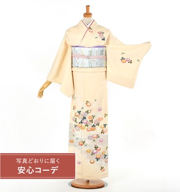 【写真どおりに届く安心コーデ】訪問着レンタル　訪問着LOサイズ　流水に菊　薄クリーム