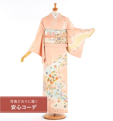 【写真どおりに届く安心コーデ】訪問着レンタル　訪問着Mサイズ　四季小花散らし　ピンク