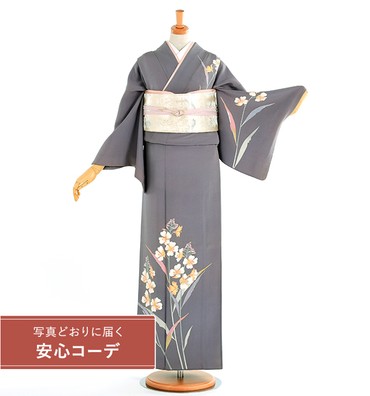 【写真どおりに届く安心コーデ】訪問着レンタル　訪問着Lサイズ　加賀友禅：白坂幸蔵　洋蘭　青紫