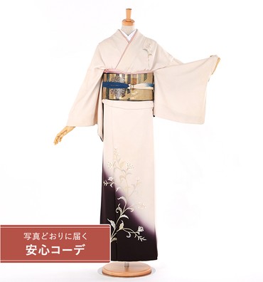 【写真どおりに届く安心コーデ】訪問着レンタル　訪問着LLサイズ　刺繍：唐花　薄紫