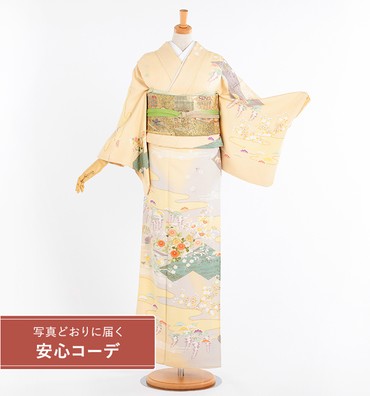 【写真どおりに届く安心コーデ】訪問着レンタル　訪問着Mサイズ　菊藤松桜　クリーム