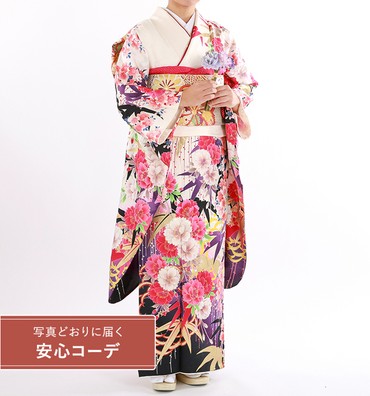 【写真どおりに届く安心コーデ】振袖レンタル　振袖SSサイズ　ブランド：MERCURYDUO　桜菊竹　白/紫