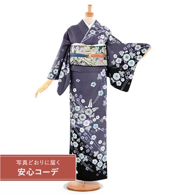【写真どおりに届く安心コーデ】訪問着レンタル　訪問着Lサイズ　ブランド：H・L　辻ヶ花　濃青紫