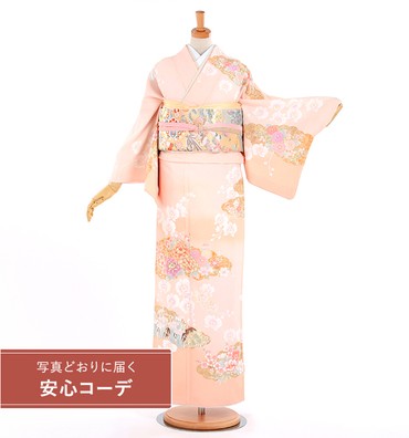 【写真どおりに届く安心コーデ】訪問着レンタル　訪問着Lサイズ　金彩雲取百華　ピンク