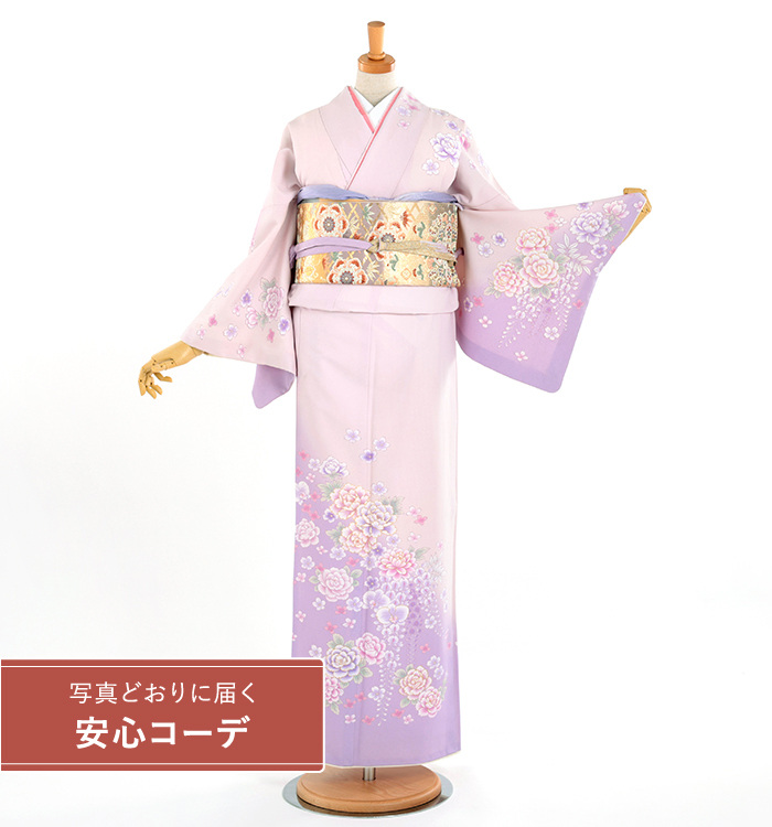 【写真どおりに届く安心コーデ】訪問着レンタル　訪問着Lサイズ　ブランド：JAPANSTYLE　百花繚乱　薄紫ボカシ