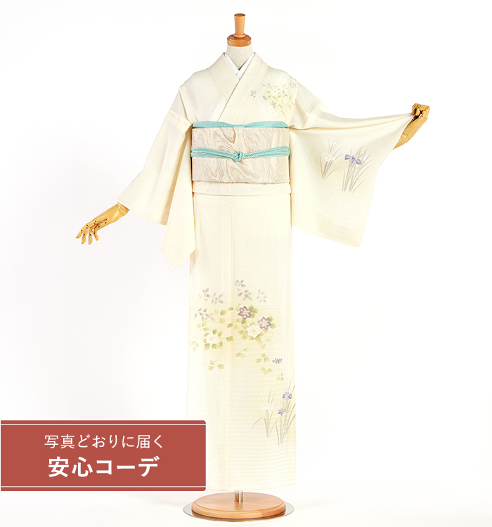 【写真どおりに届く安心コーデ】夏訪問着レンタル　夏訪問着Mサイズ　初夏の花　クリーム