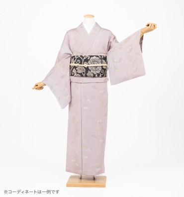 小紋レンタル　小紋Lサイズ　椿　灰桜色