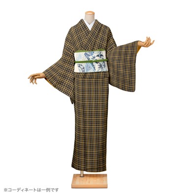 紬レンタル　紬Lサイズ　十日町八丈　鉄黒色