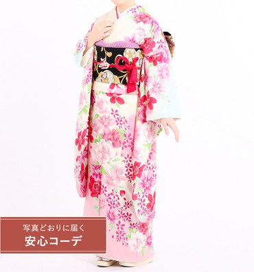 【写真どおりに届く安心コーデ】振袖レンタル　振袖SSサイズ　ブランド：hiromichi nakano　桜舞　白/ピンク