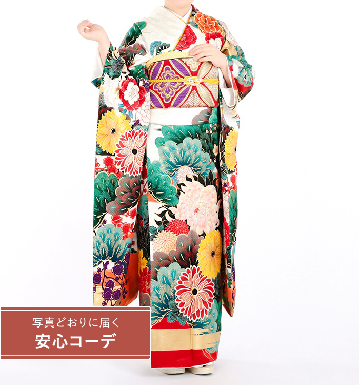 【写真どおりに届く安心コーデ】振袖レンタル　振袖MOサイズ　ブランド：SPIRALGIRL　四季花　白